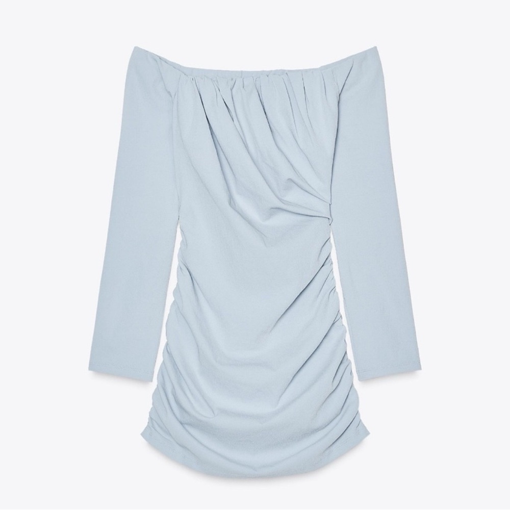 Zara Light Blue Long Sleeve Dress